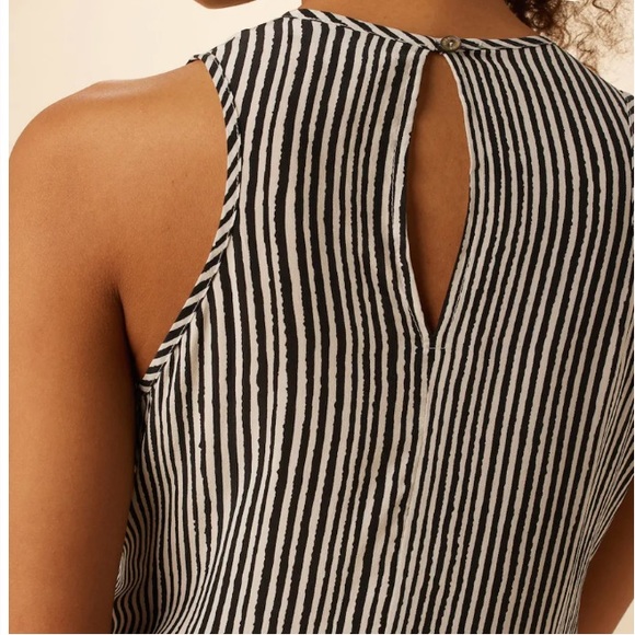 NWT Amour Vert Cortney Washable Silk Ink Striped Midi Dress Size S - Picture 4 of 10